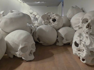 Ron Mueck’s giant white skull sculpture installation Mass at Mori Art Museum Tokyo