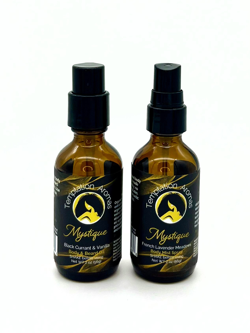 Thumbnail: Set of two 2oz travel Mystique room & body mist sprays on seamless white background
