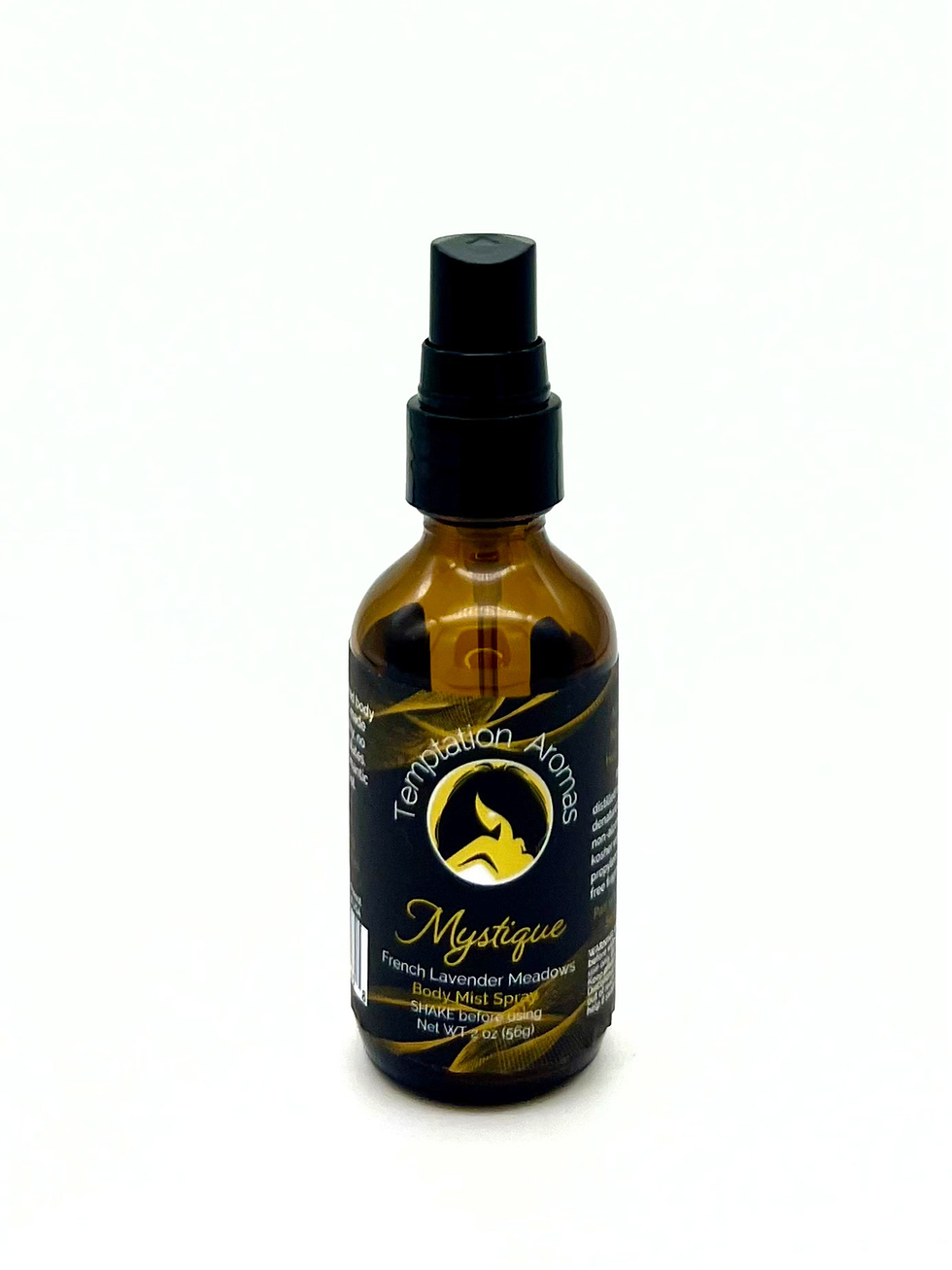2oz travel size Mystique pure-air room & body mist spray on white background