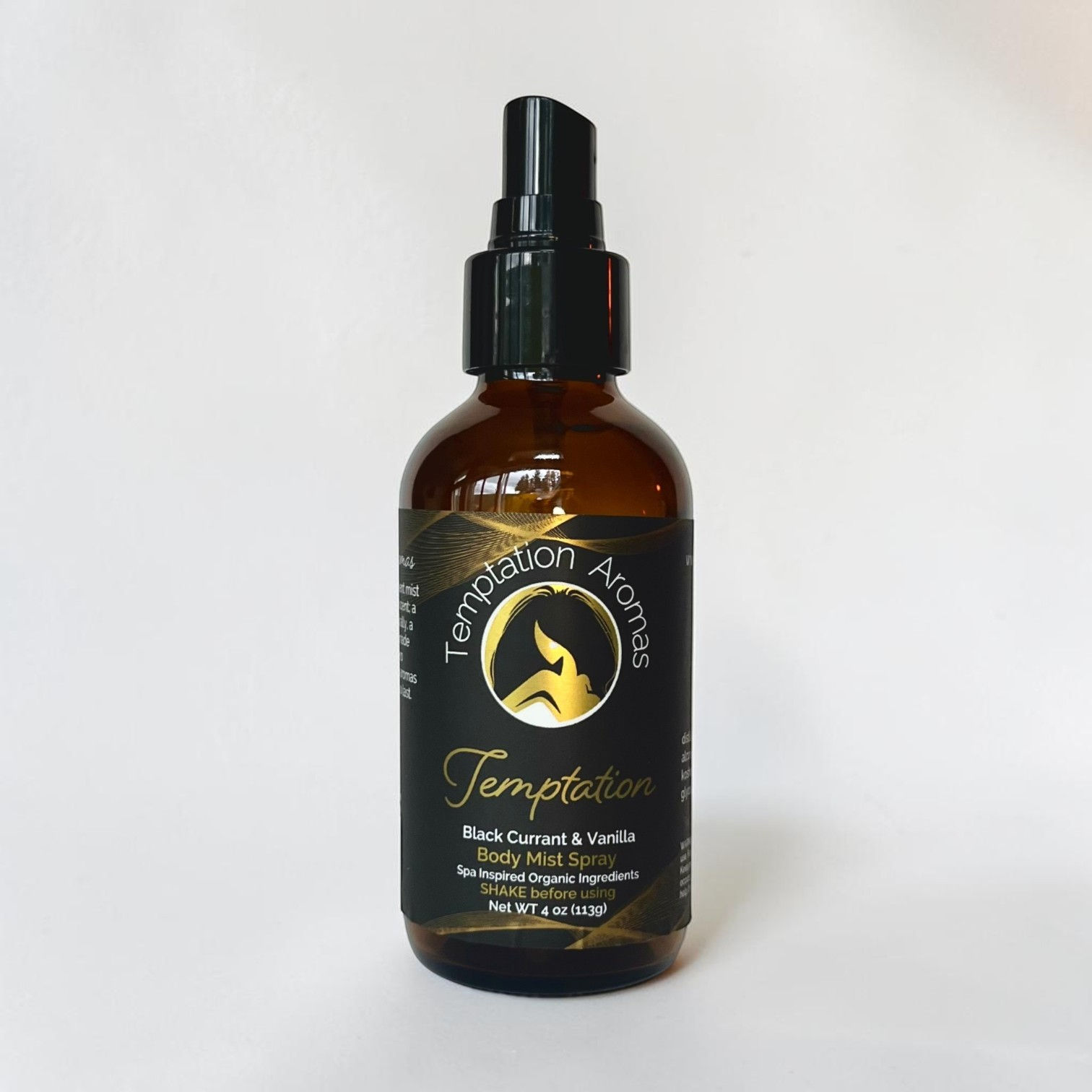4oz Temptation room & body mist spray on white background