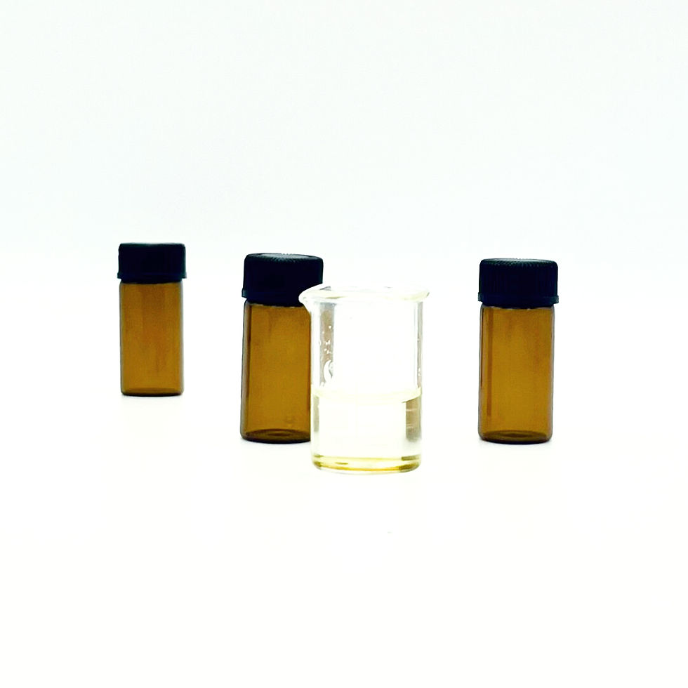 Thumbnail: set of three pure perfume 3ml  sample size bottles shown with a beaker of oil