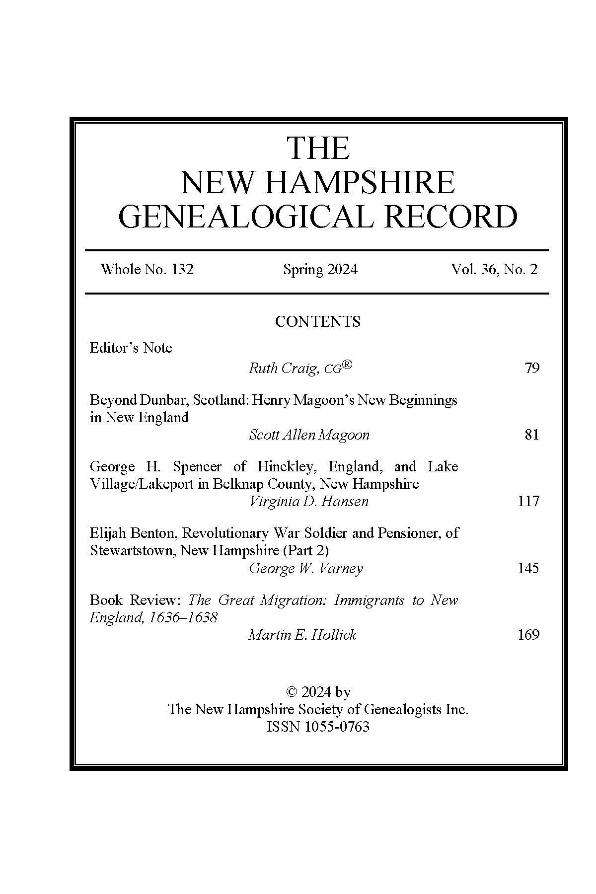 [PDF] NH Record Vol. 36 No. 2 (Spring 2024)