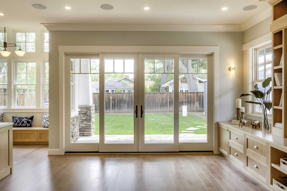 Interior view of sliding glass doors