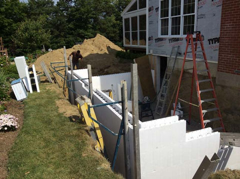 Basement foundation white ICF ladders