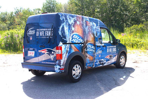 Budweiser van with custom graphics from Advantage Signs