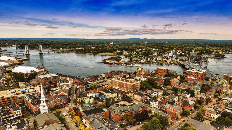 Aerial photograph of Portsmouth, NH in the fall
