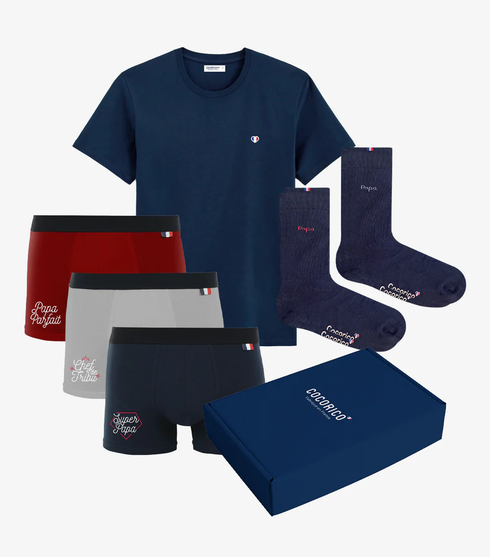 Coffret tee-shirt caleçons cadeau fête des pères