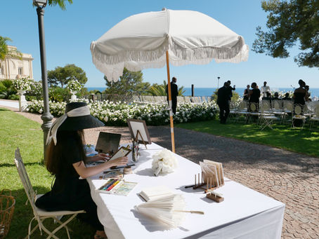 Live Illustration at a luxury wedding in Monaco 