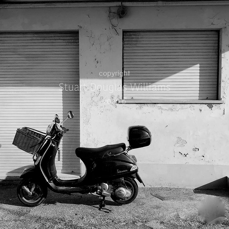Vespa, 2019. Beautiful black and white photographs of Italy by Stuart Douglas Williams.