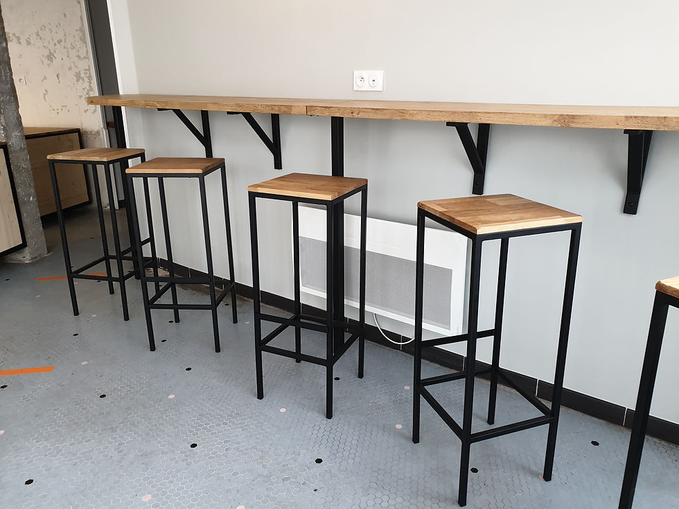 Miniature : Tabouret haut chêne lamellé collé 