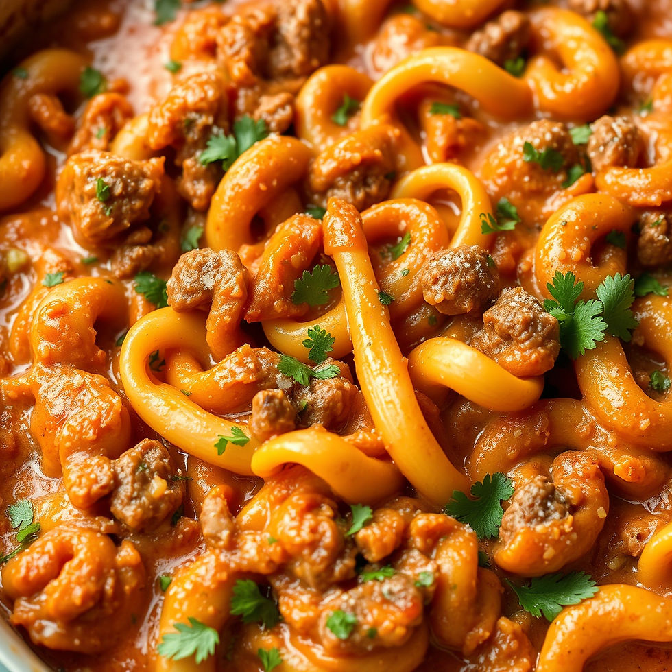 comforting pasta is baked in a rich and creamy meat sauce until deeply golden and crisp ar
