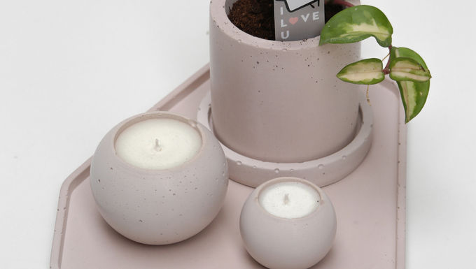 סט בטו ן ורוד+מגש מעוצב