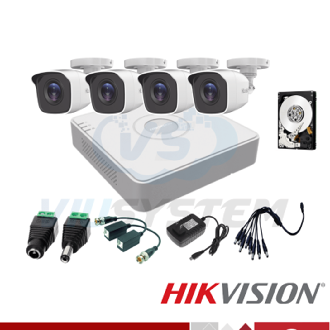 KIT 4 CÁMARAS DE SEGURIDAD 1080P 500 GB HIKVISION (Para cable UTP)