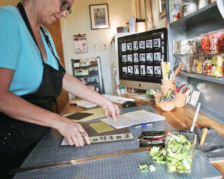 Andrea Daniels - The Scrapbooker, working in her studio