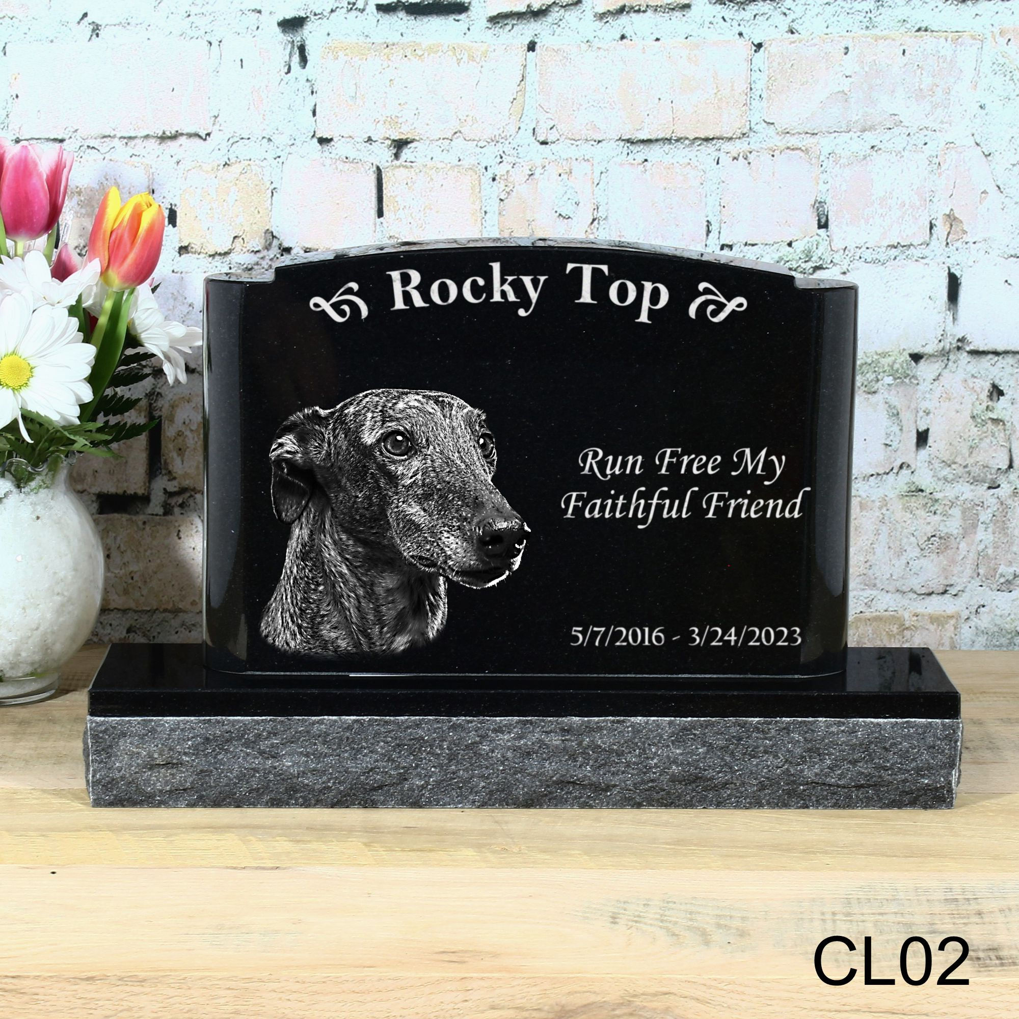 Custom Granite Pet Garden Monument Dog Photo and text
