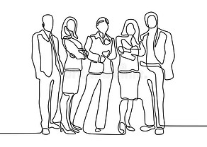 Continuous One Line Drawing Of Business People Standing With Gentle And Confident Pose_ Mi