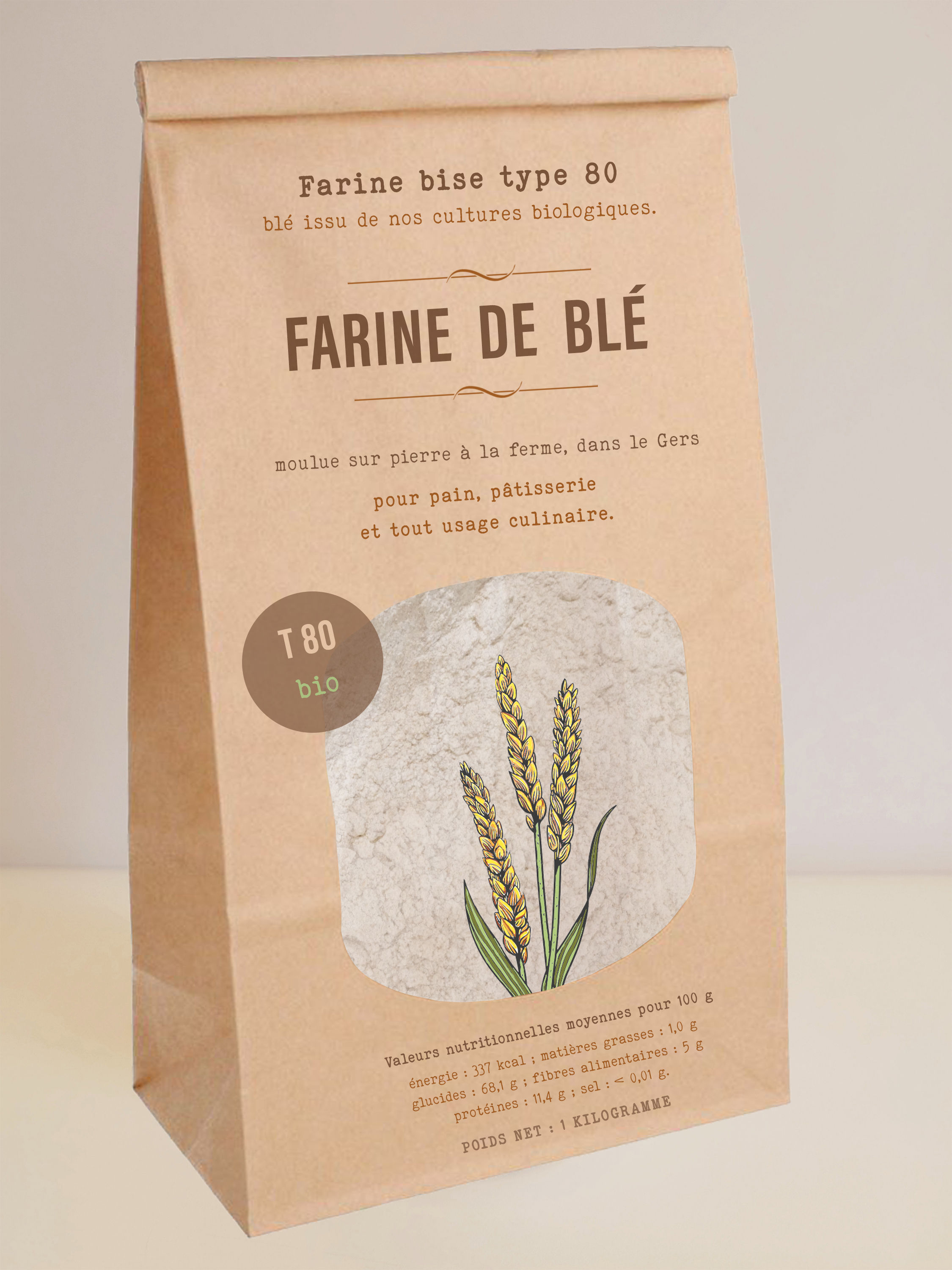 Farine de blé centurion T80 - 1 kg