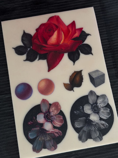 Beautiful fake skin tattooed with realistic roses and blossom flowers. Done by Ashley from Ash and Ink, Kelowna Tattoo Studio