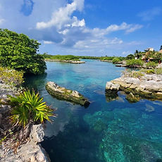 A brakish water inlet in the riviera maya with mangrove islands
