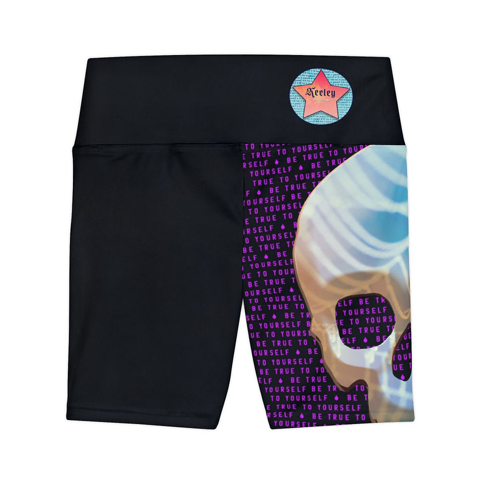 Thumbnail: BE TRUE TO YOURSELF SKULL PURPLE Women's Workout Shorts (AOP)
