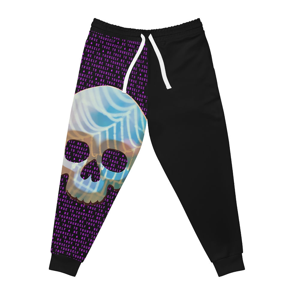 Thumbnail: BE TRUE TO YOURSELF SKULL PURPLE Athletic Joggers (AOP)