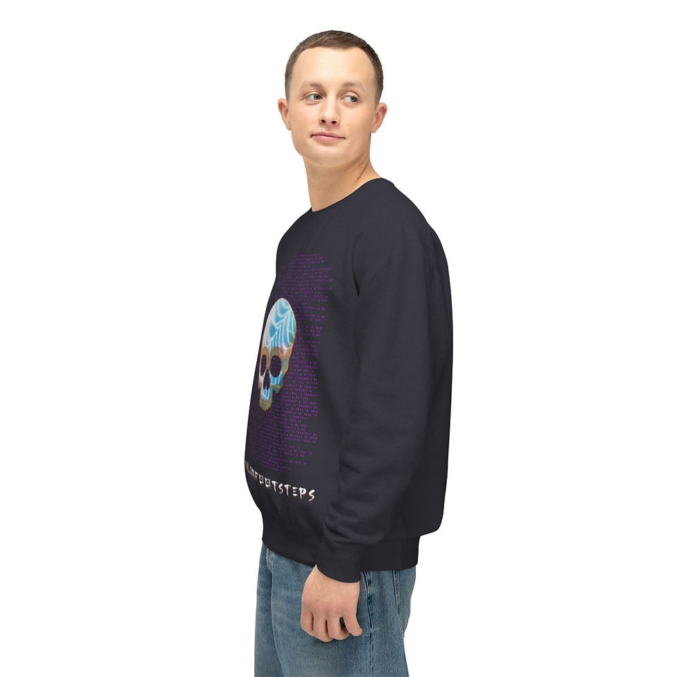 Thumbnail: BE TRUE TO YOURSELF SKULL PURPLE TEXT Unisex Lightweight Crewneck Sweatshirt