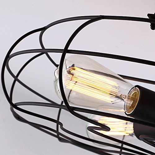 Thumbnail: Industrial Vintage Semi Flush Mounted Ceiling Light - LITFAD 21" Chandelier Barn