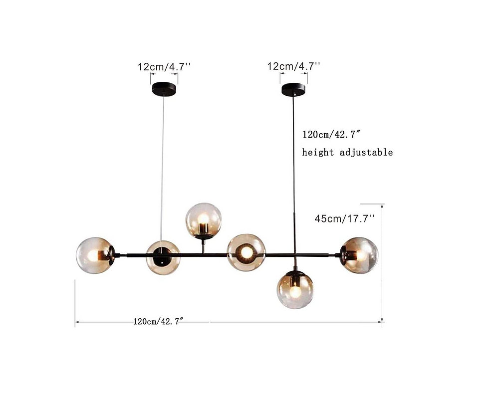 Thumbnail: KC Lighting - Adjustable Chandelier 6-Light Lamp Globe Glass Hanging Fixture