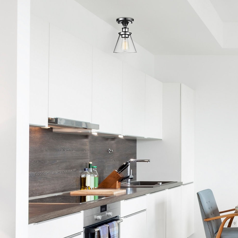 Miniature : G E Mercer 1-Light Flush Mount Ceiling Light, Clear Glass Shade