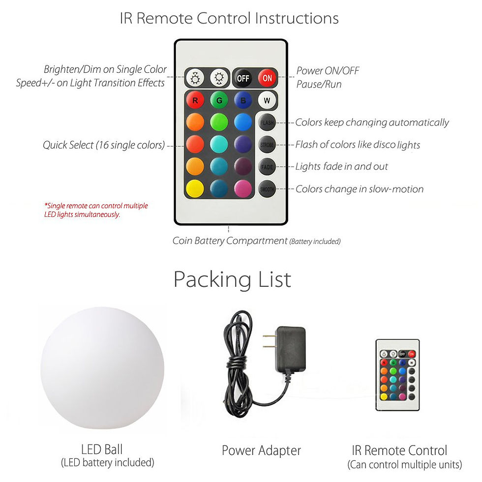 Miniature : Illumilife - 6" Small to 16" Large RGB Weather-Proof LED Ball