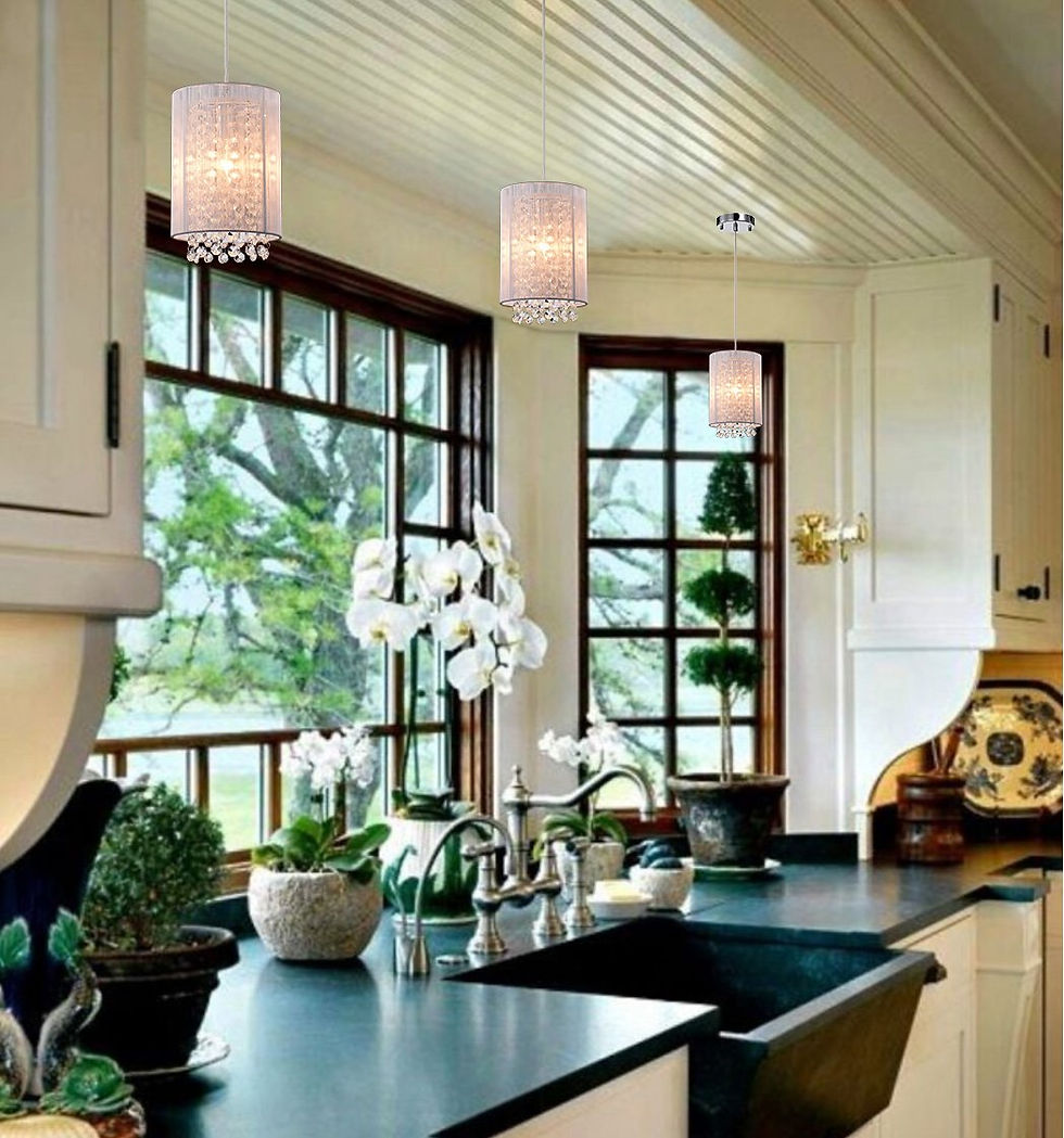 Miniature : Crystal Pendant Lighting White Modern 1 light pendant