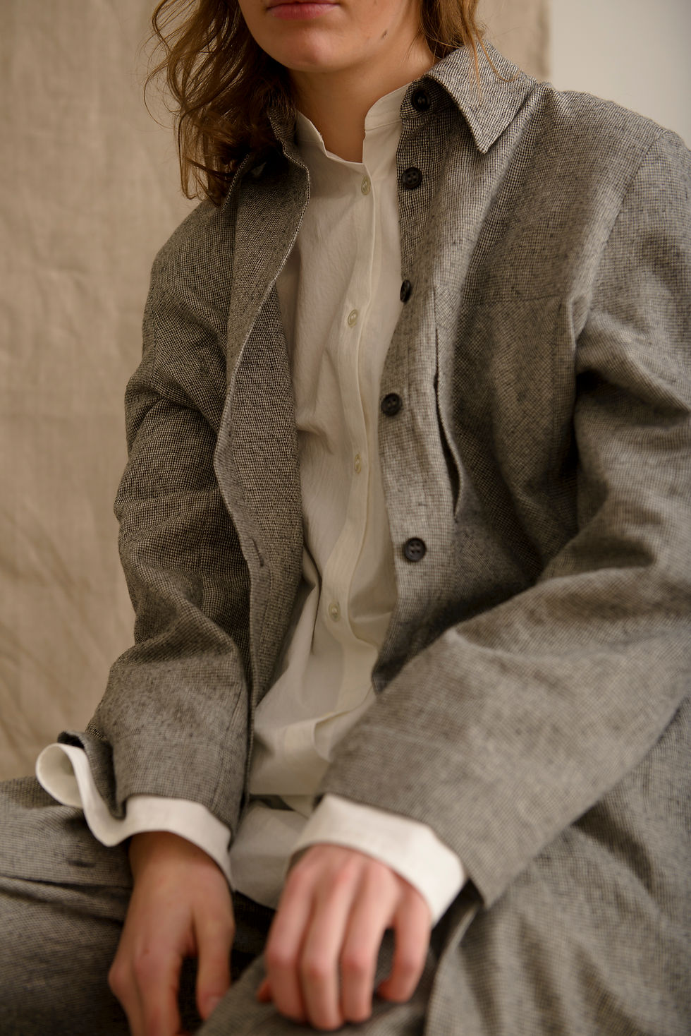 Thumbnail: AMY Dress gray (Wool/Cotton/Linen)
