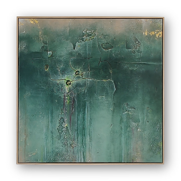 Abstraktes Kunstwerk auf Leinwand (Mixed Media)