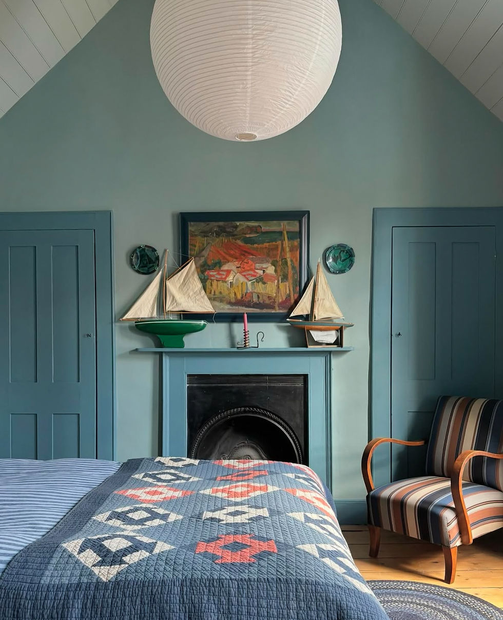 Guest bedroom with simple yet fun design and color choices