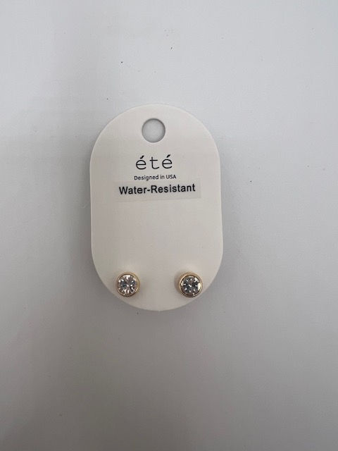 K Linn #3463 Clear Gold Stud Earrings