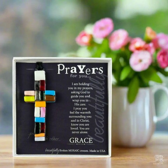 Thumbnail: "Prayers For You" Mosaic Glass Cross
