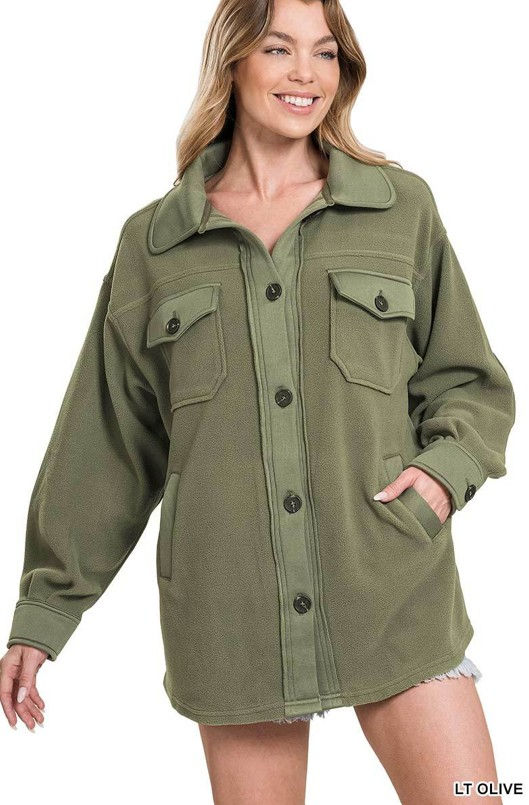 Oversize Basic Fleece Shacket