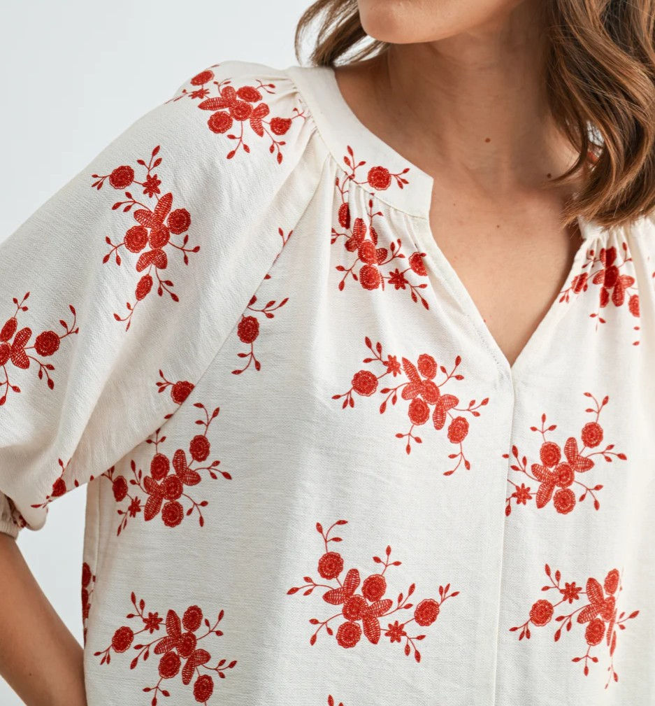 Thumbnail: Floral Print V-Neck Blouse