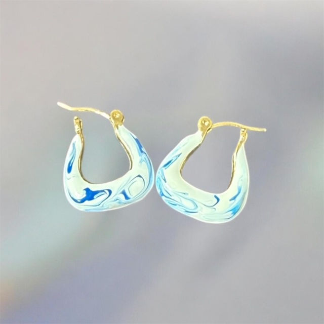 Blue & White Enamel Earrings