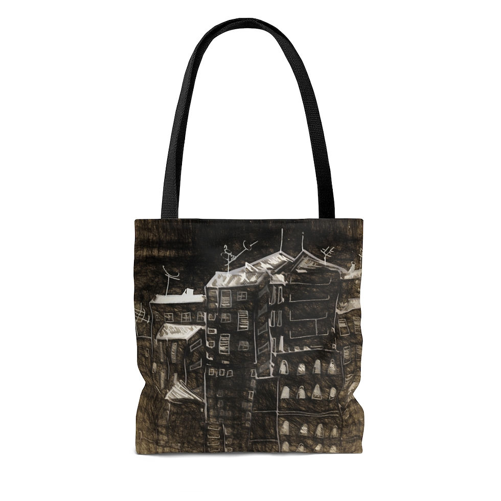 Thumbnail: Night Pencil sketch/ AOP Tote Bag (in Night Pencil)