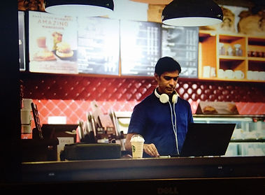 Sandeep Mohan in his writing avatar in a cafe