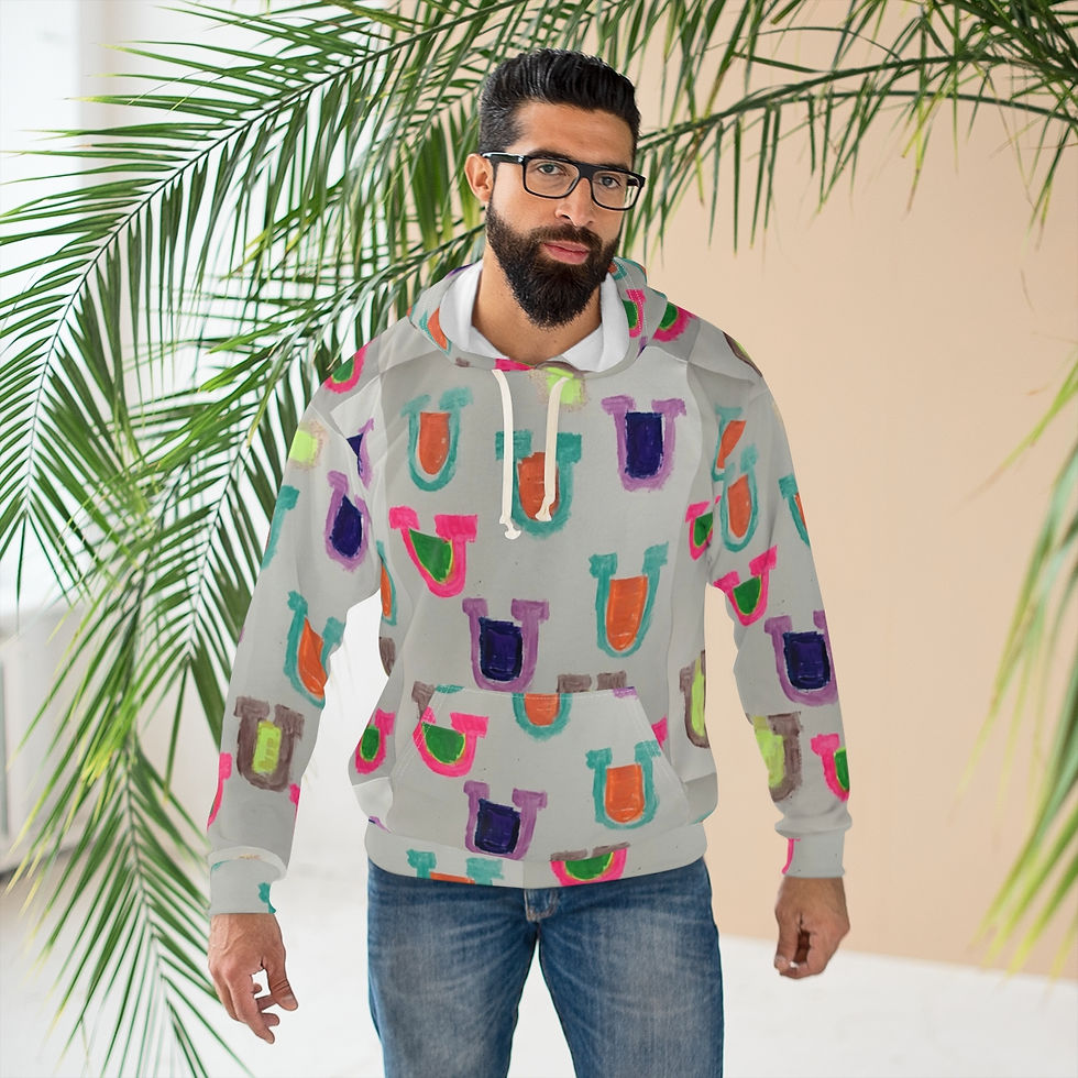 Thumbnail: Lucky Horseshoes Unisex Pullover Hoodie (AOP)