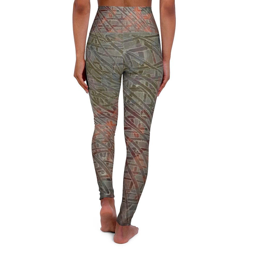 Thumbnail: High Waisted Yoga Leggings Black Ice Meets a Day at the Beach 