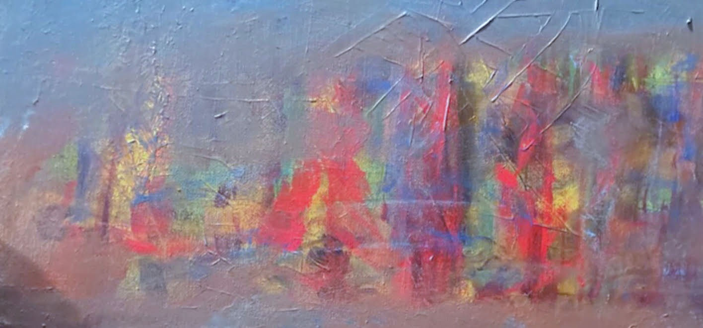 City Lights Acrylic Painting on Canvas Height 10"x Width 20"