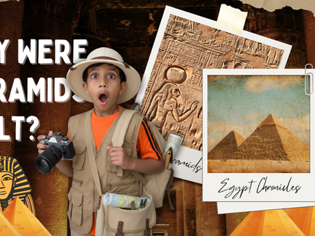 Thumbnail for a video or article investigating why the ancient Egyptian pyramids were built, featuring an explorer and historical photos