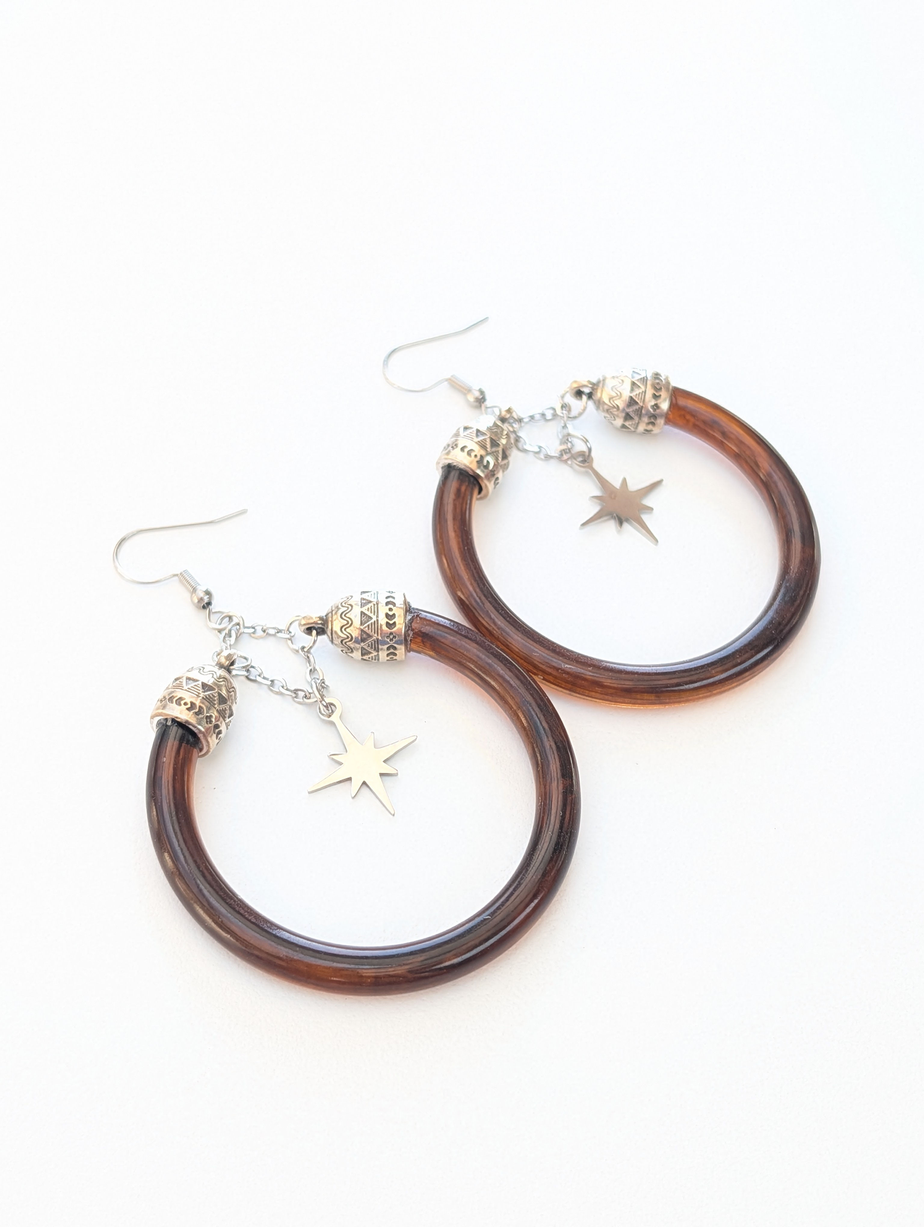 Boucles d'oreilles Créoles Spiritual Woman Etoile Marron