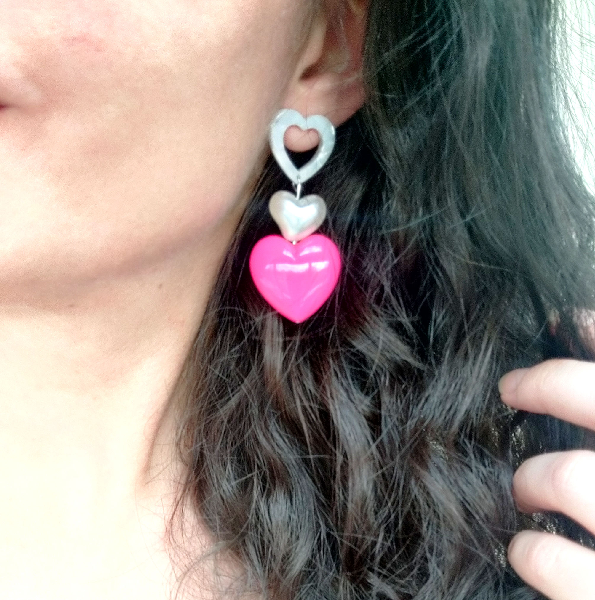 Boucles triple cœurs Pink