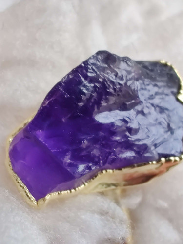 Bague Imposante En Argent 925 Avec Cristal Druzy Et Améthyste - Occasion Excellent état