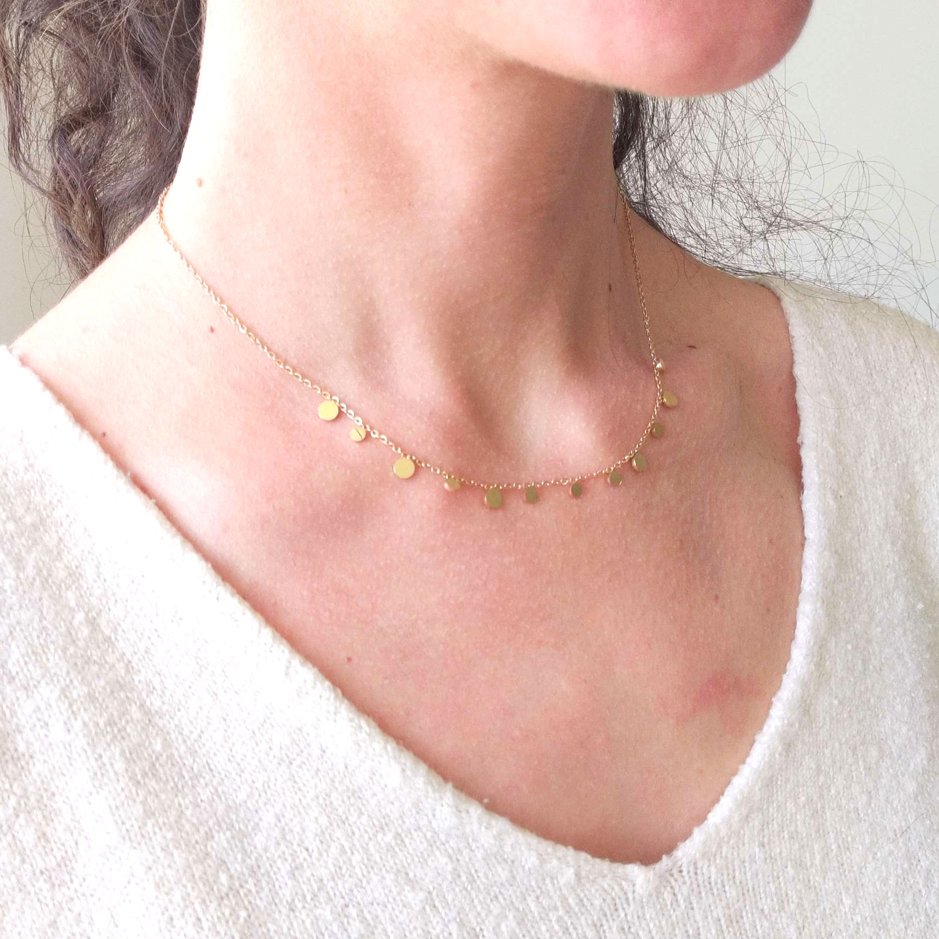 Collier frange pompons Acier Inoxydable