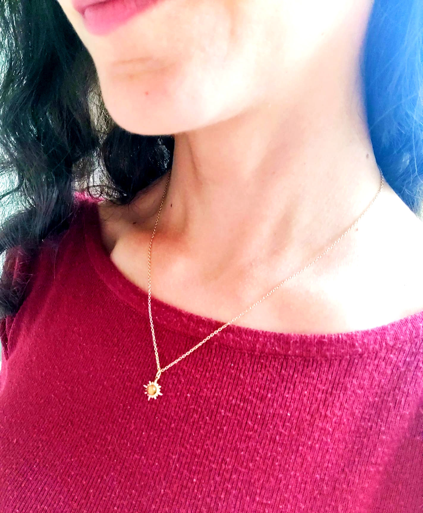 Collier Étoile Polaire en pierre gemme Œil de Tigre- Acier inoxydable